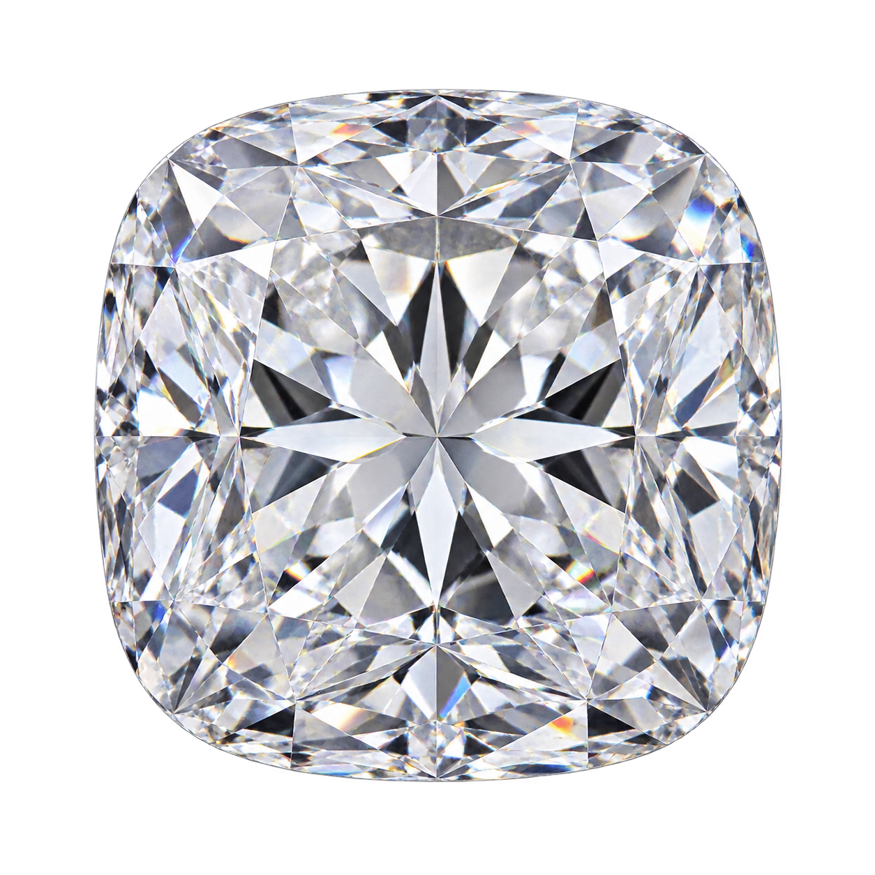 Representative colorless cushion lab-grown diamond