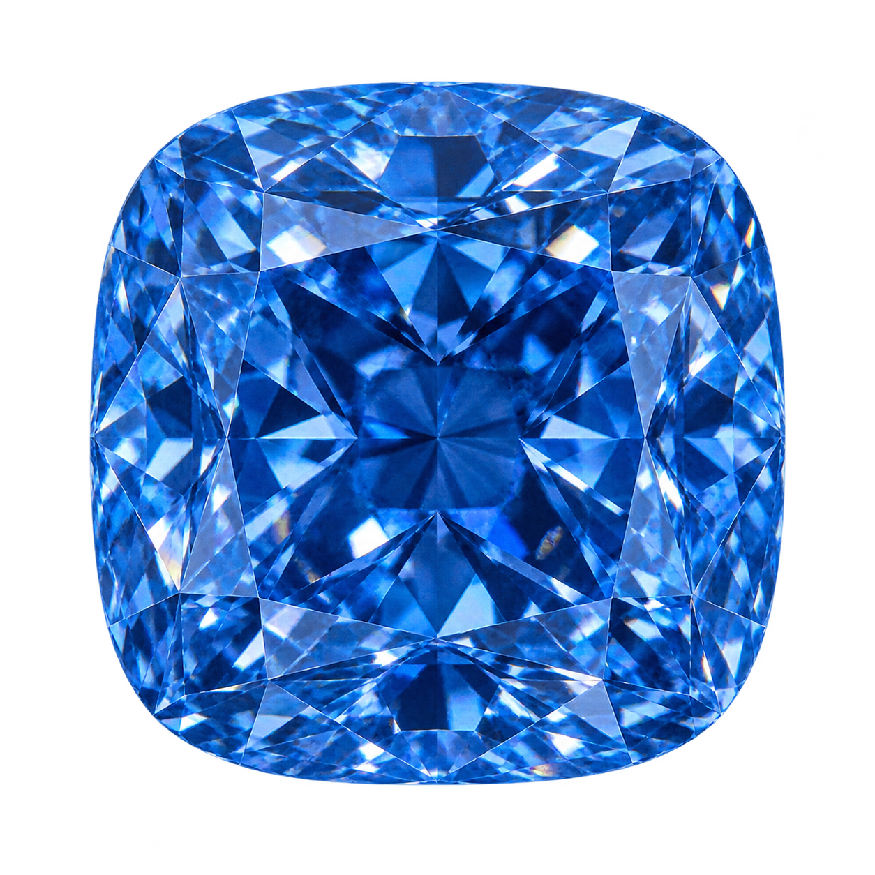 Representative vivid blue cushion lab-grown diamond
