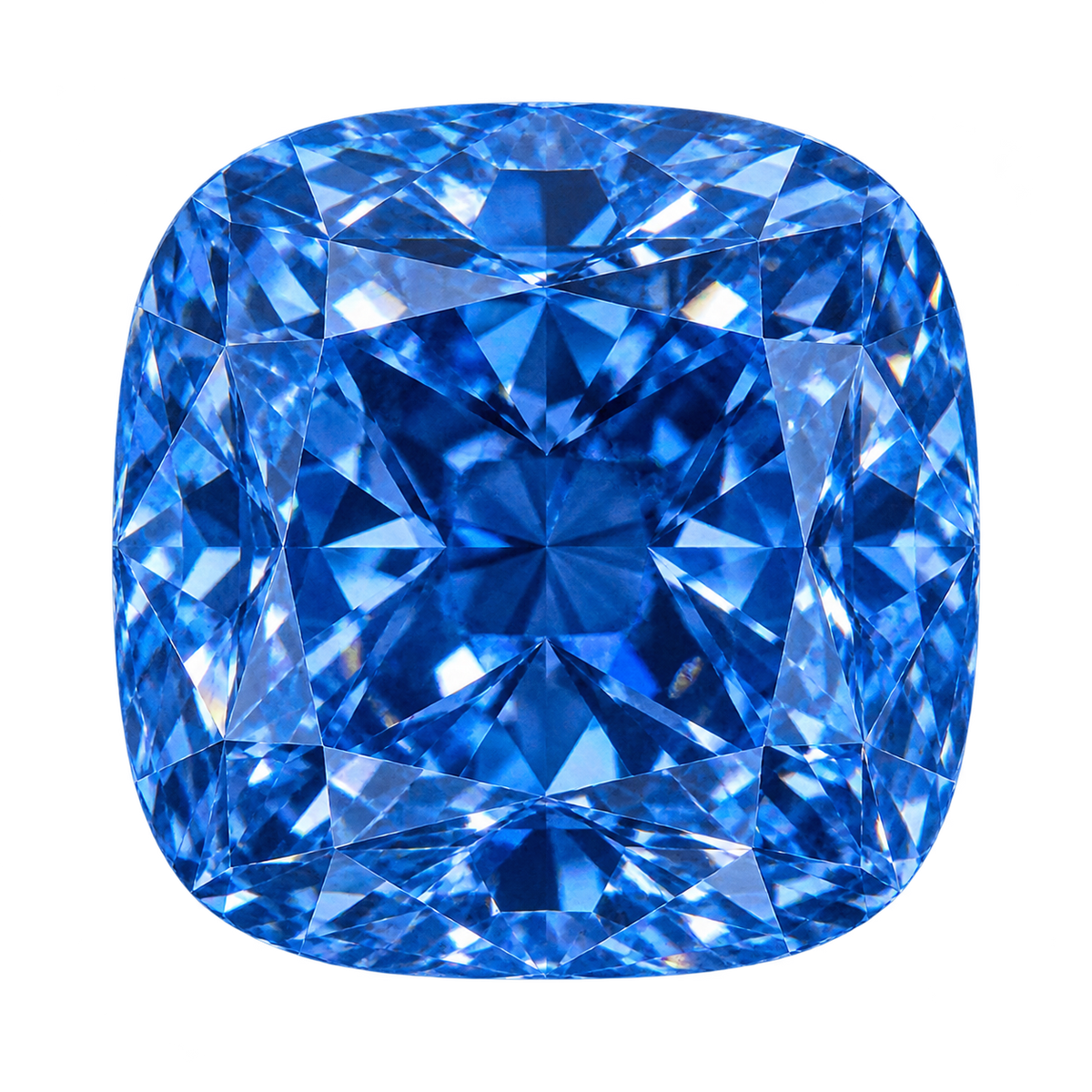 Representative blue cushion lab-grown diamond