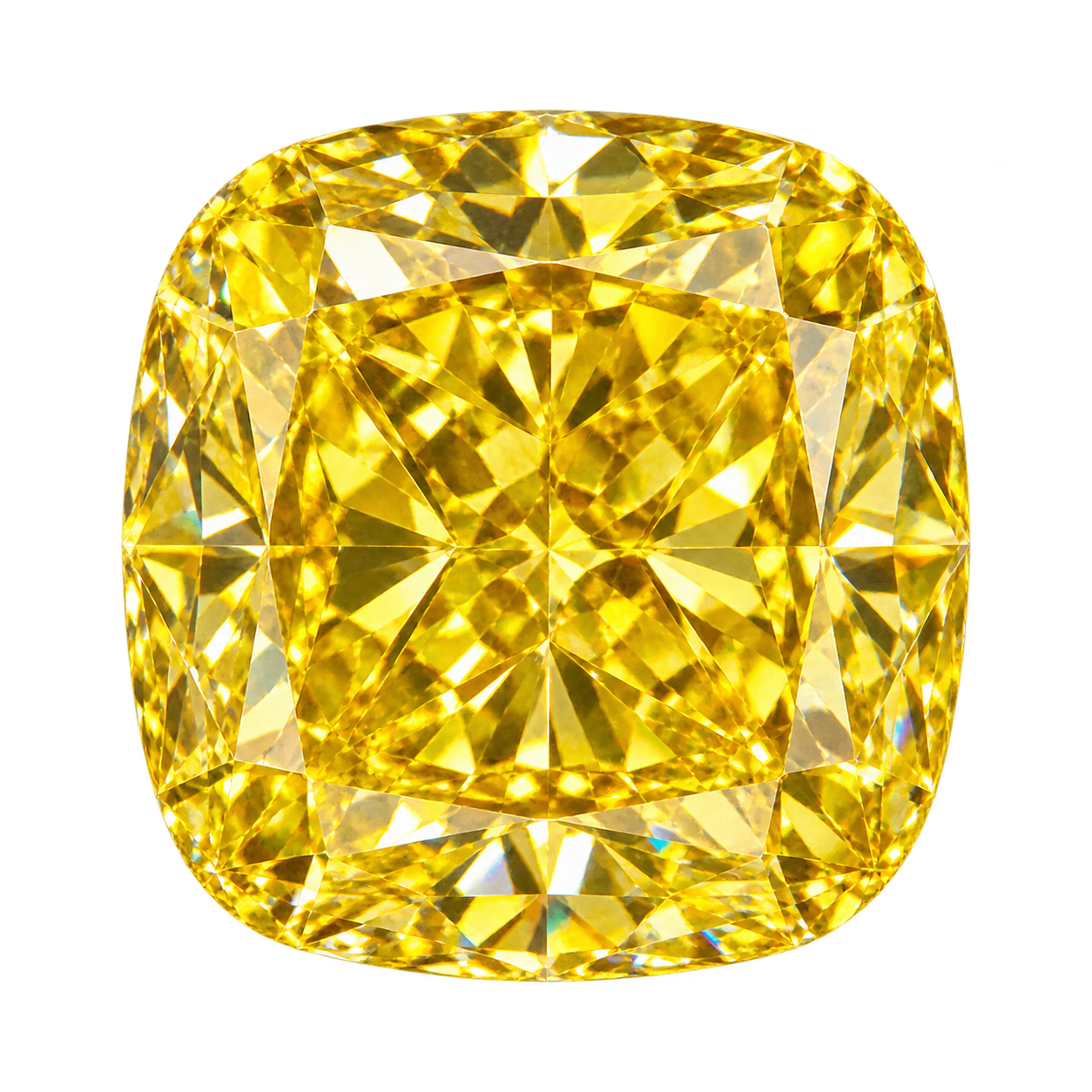 Representative vivid yellow cushion lab-grown diamond