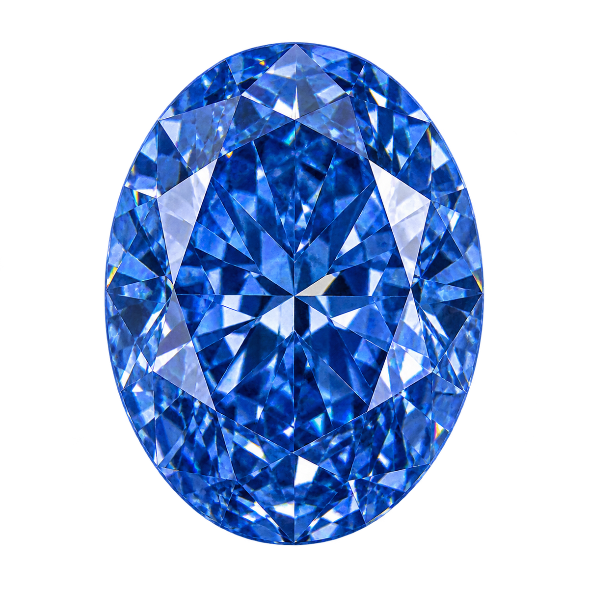 Representative blue oval lab-grown diamond