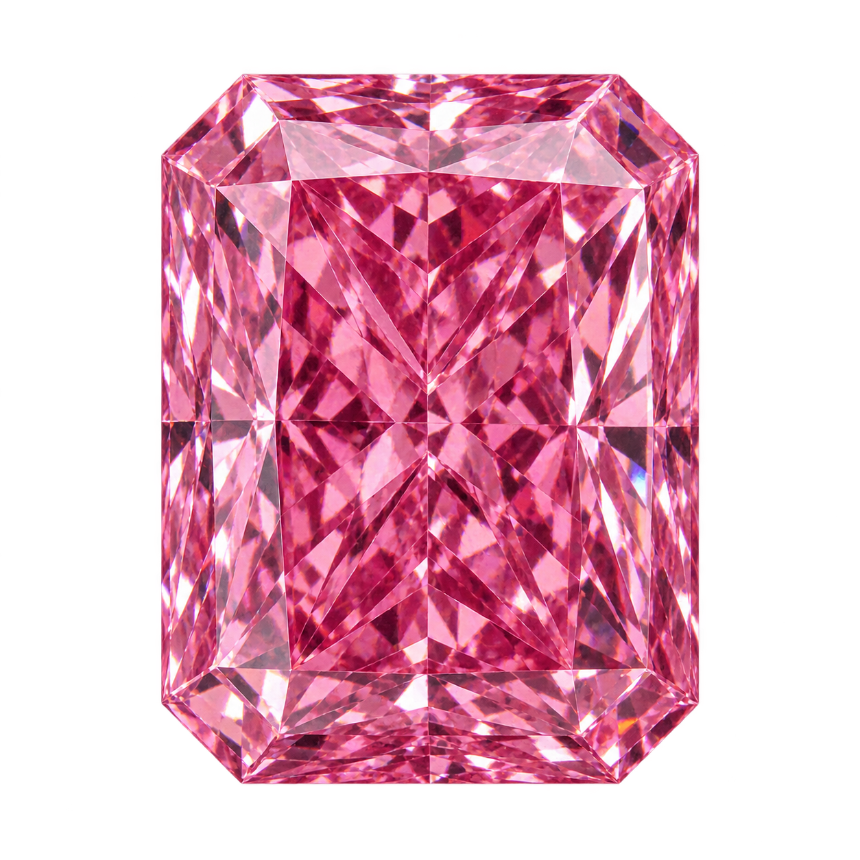 Representative vivid pink radiant lab-grown diamond